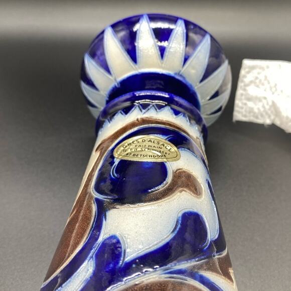 Gres D'Alsace BetschDorf Schmitter Pottery Candleholder Salt Glaze Signed - Picture 8 of 9